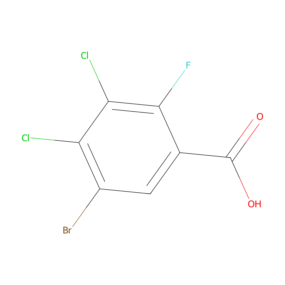 5-Bromo-3,4-dichloro-2-fluorobenzoic acid molecular structure, CAS 2918847-21-7