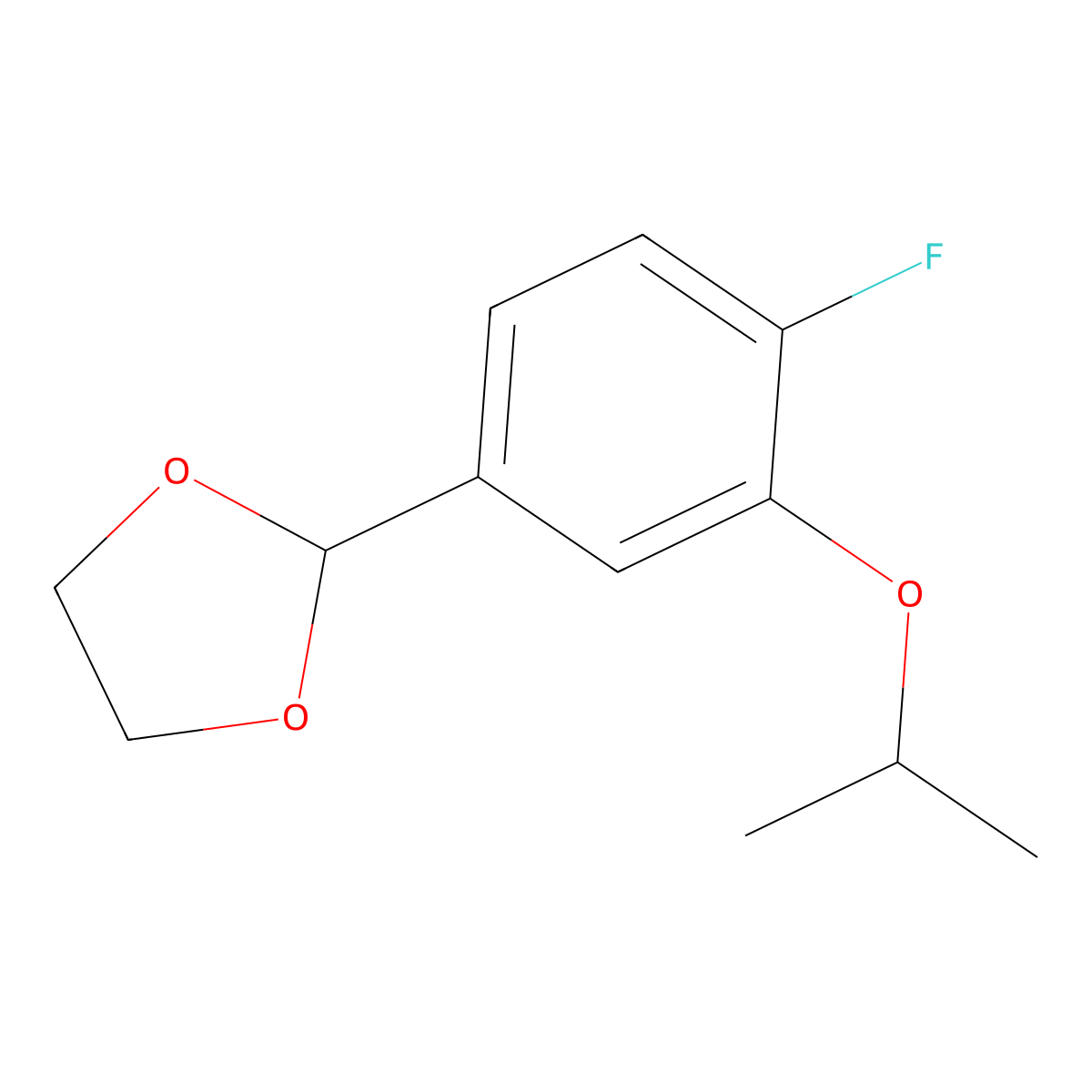 2-(4-Fluoro-3-isopropoxyphenyl)-1,3-dioxolane molecular structure, CAS 2918848-50-5