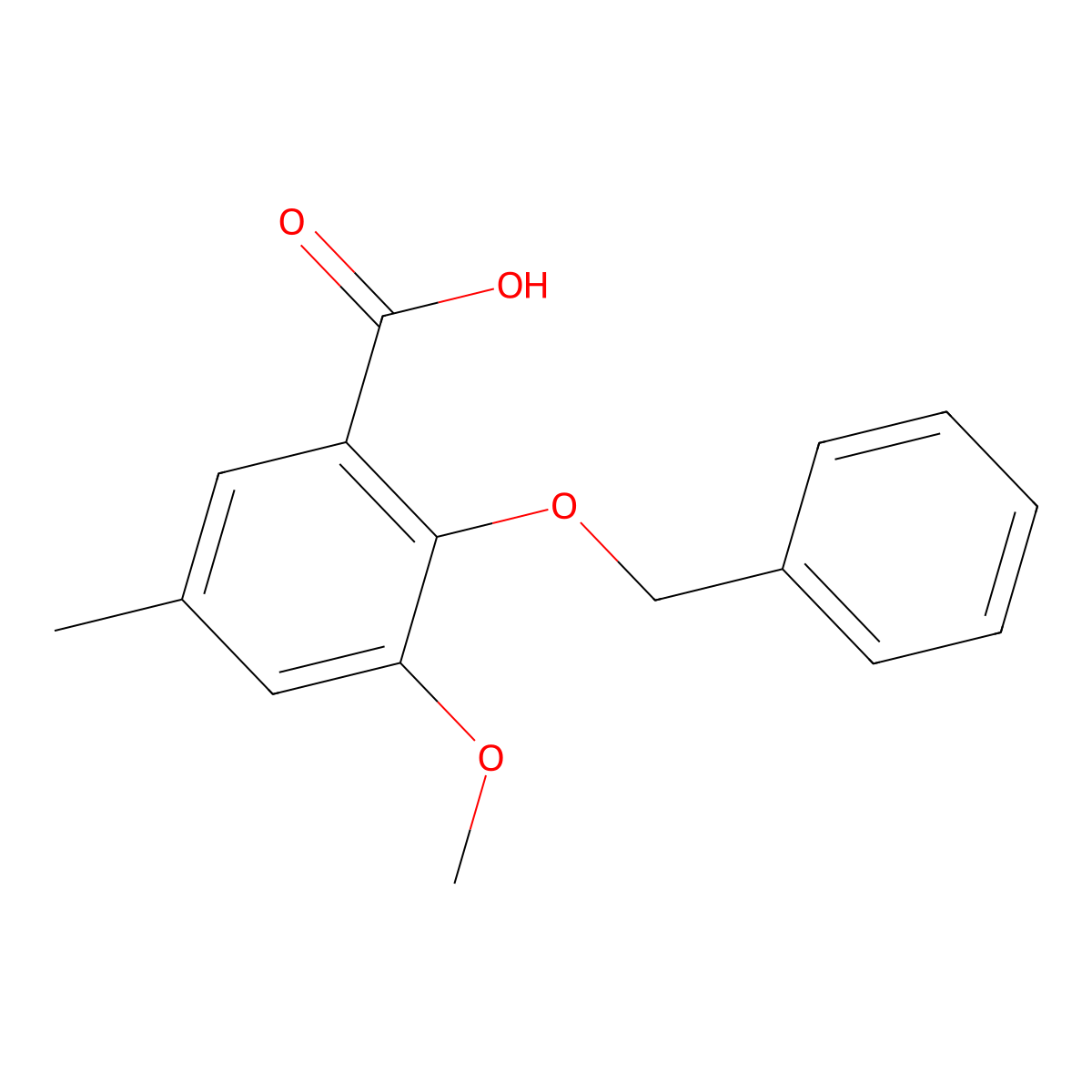 2-(Benzyloxy)-3-methoxy-5-methylbenzoic acid molecular structure, CAS 2918849-60-0