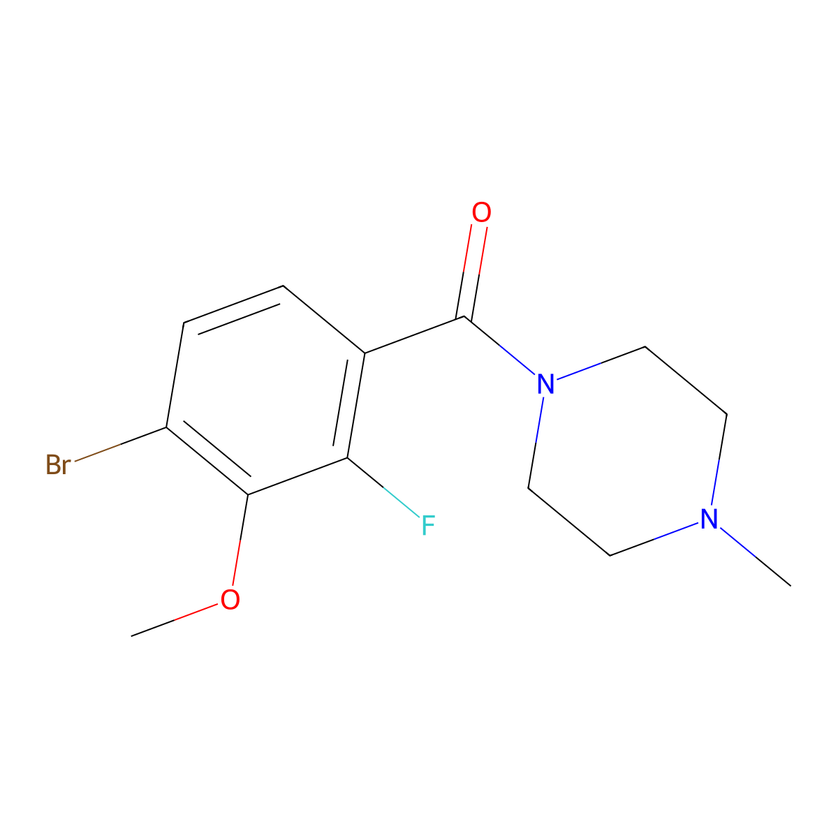(4-Bromo-2-fluoro-3-methoxyphenyl)(4-methylpiperazin-1-yl)methanone molecular structure, CAS 2918850-29-8
