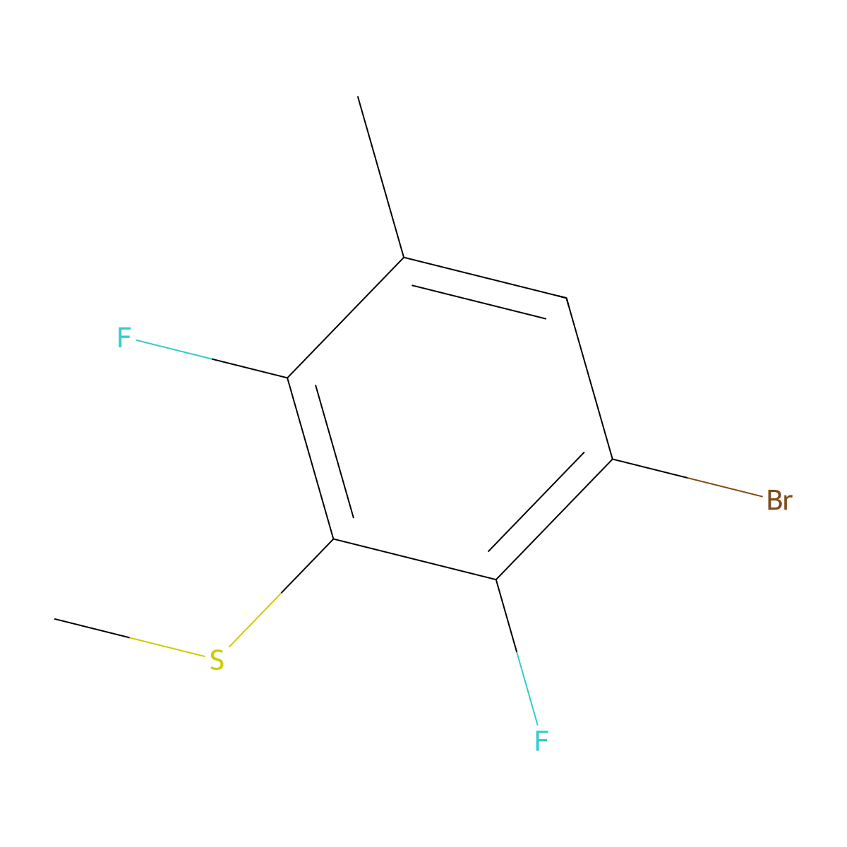 (3-Bromo-2,6-difluoro-5-methylphenyl)(methyl)sulfane molecular structure, CAS 2918850-45-8
