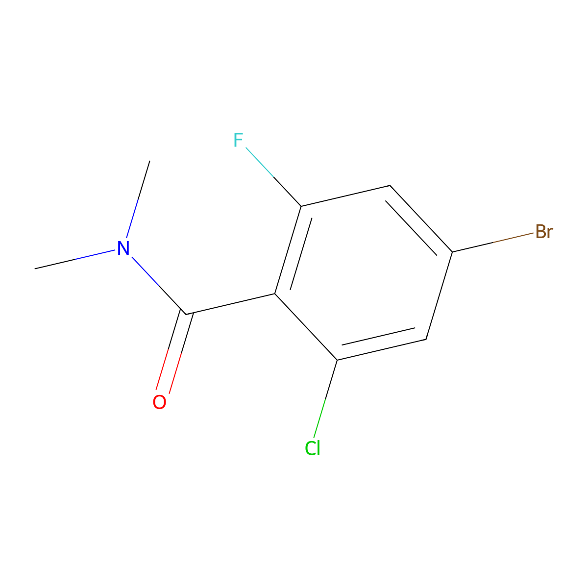 4-bromo-2-chloro-6-fluoro-N,N-dimethylbenzamide molecular structure, CAS 2918850-49-2