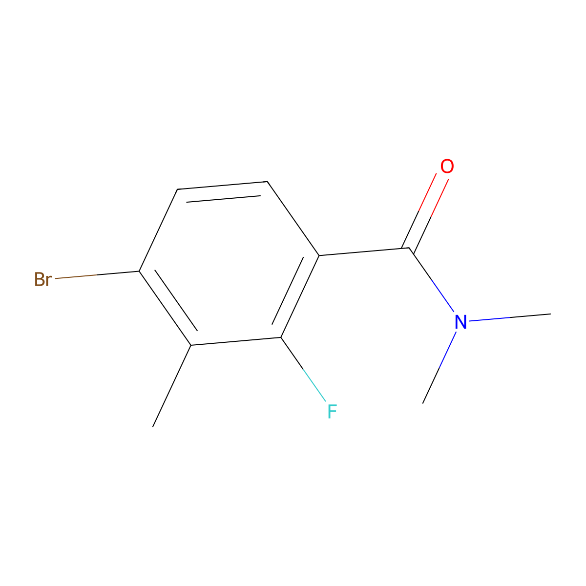 4-Bromo-2-fluoro-N,N,3-trimethylbenzamide molecular structure, CAS 2918850-86-7
