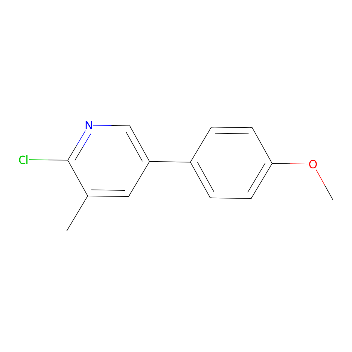 2-Chloro-5-(4-methoxyphenyl)-3-methylpyridine molecular structure, CAS 2918851-40-6