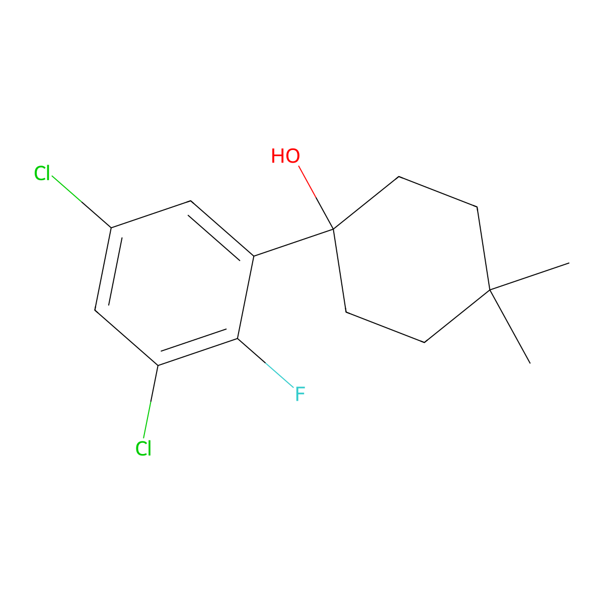 1-(3,5-Dichloro-2-fluorophenyl)-4,4-dimethylcyclohexanol molecular structure, CAS 2918851-83-7