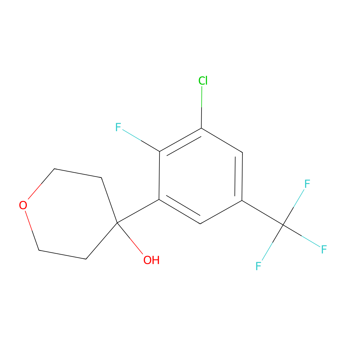 4-(3-chloro-2-fluoro-5-(trifluoromethyl)phenyl)tetrahydro-2H-pyran-4-ol molecular structure, CAS 2918852-04-5