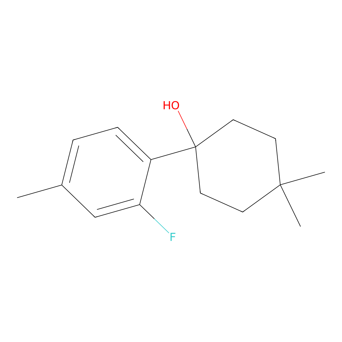 1-(2-Fluoro-4-methylphenyl)-4,4-dimethylcyclohexanol molecular structure, CAS 2918855-12-4