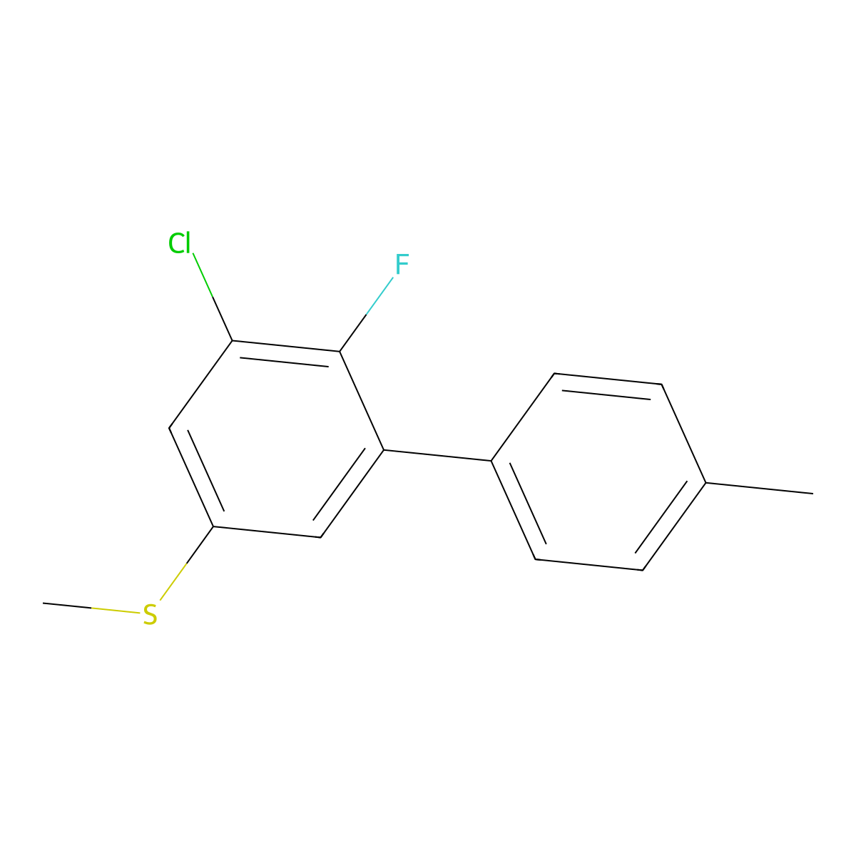 (5-Chloro-6-fluoro-4'-methyl-[1,1'-biphenyl]-3-yl)(methyl)sulfane molecular structure, CAS 2918856-79-6