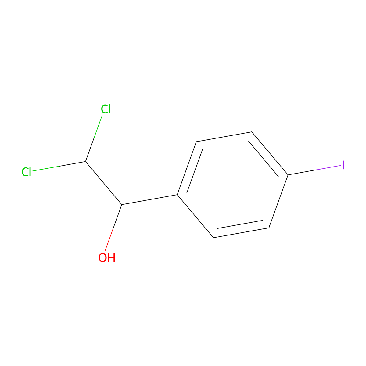2,2-Dichloro-1-(4-iodophenyl)ethanol molecular structure, CAS 2918857-92-6