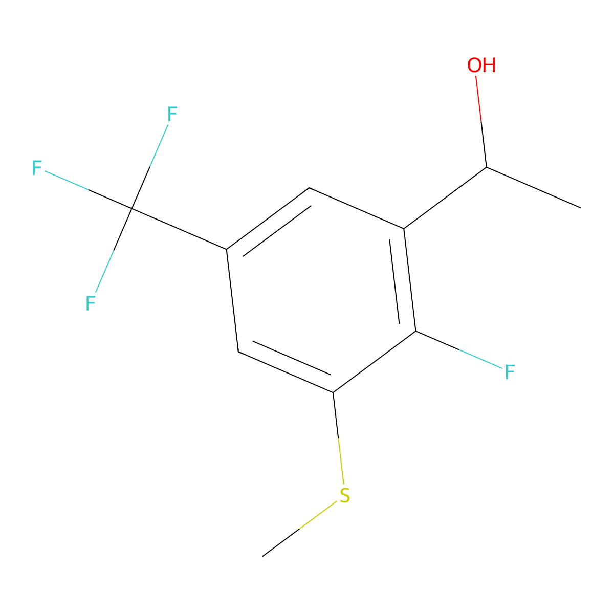 1-(2-Fluoro-3-(methylthio)-5-(trifluoromethyl)phenyl)ethanol molecular structure, CAS 2918858-08-7