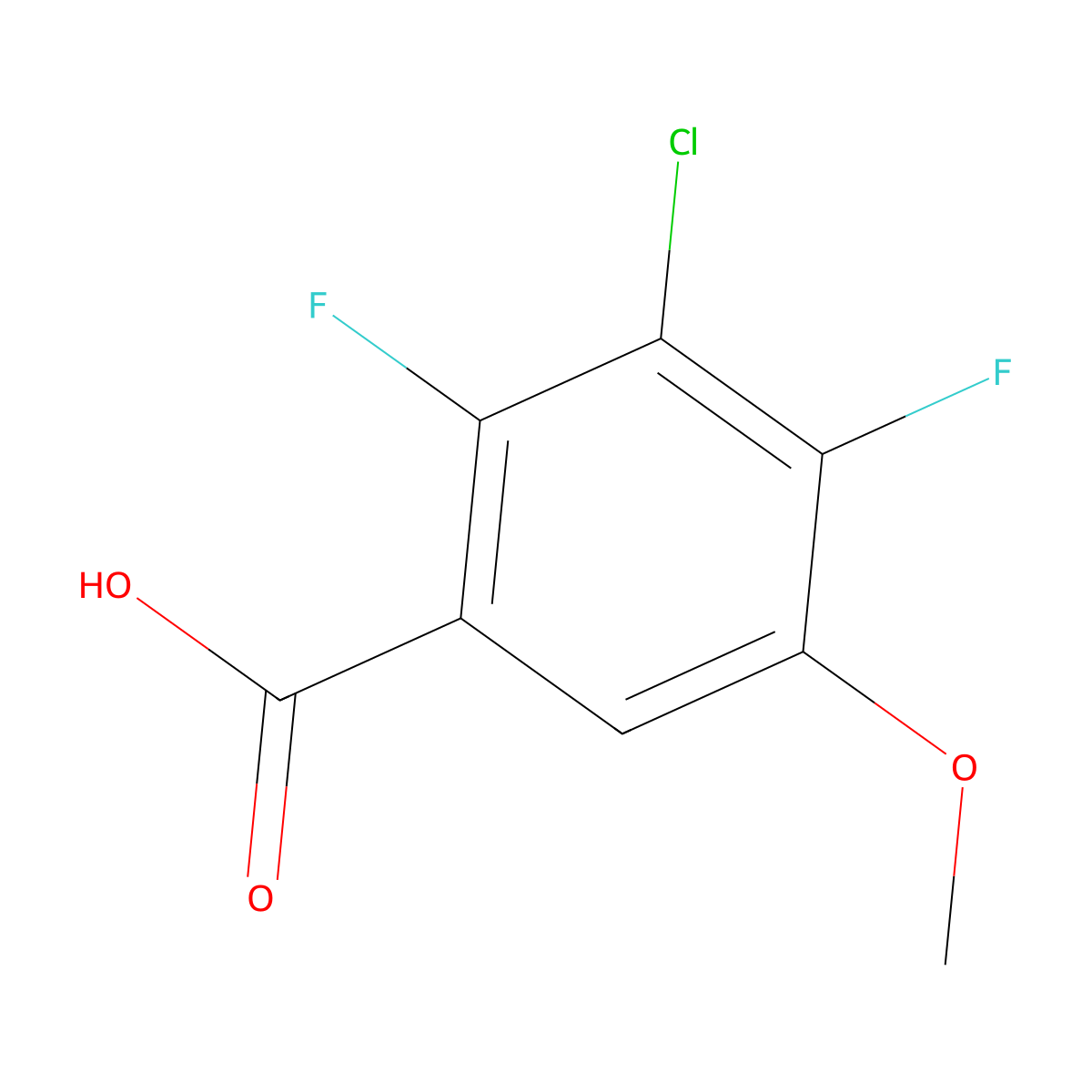 3-Chloro-2,4-difluoro-5-methoxybenzoic acid molecular structure, CAS 2918859-82-0