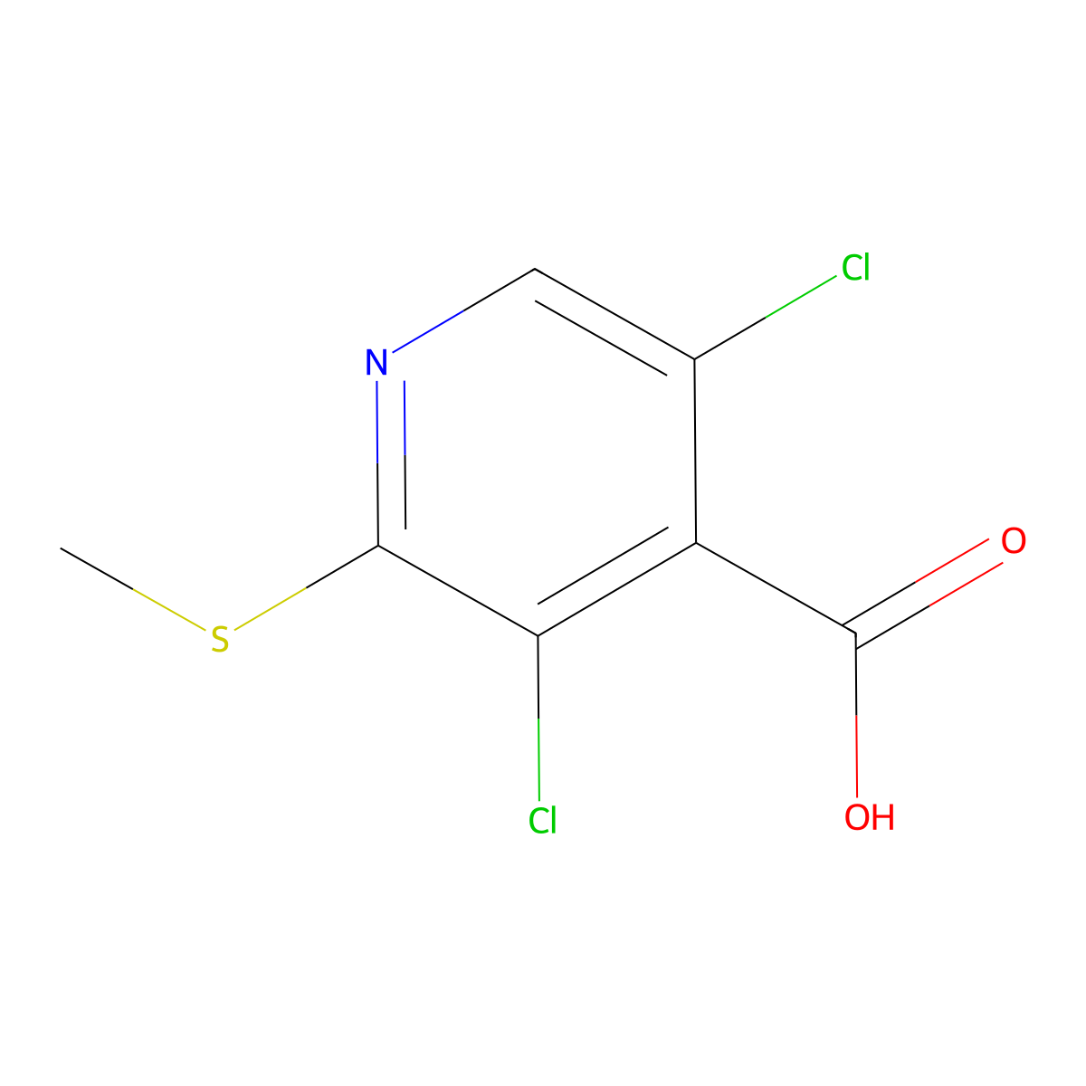 3,5-Dichloro-2-(methylthio)isonicotinic acid molecular structure, CAS 2918860-97-4