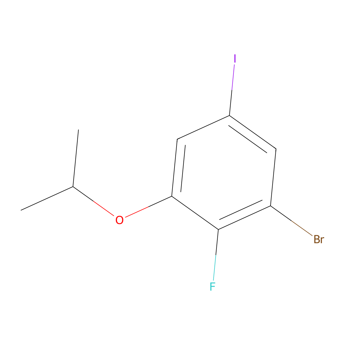 1-Bromo-2-fluoro-5-iodo-3-isopropoxybenzene molecular structure, CAS 2918861-60-4