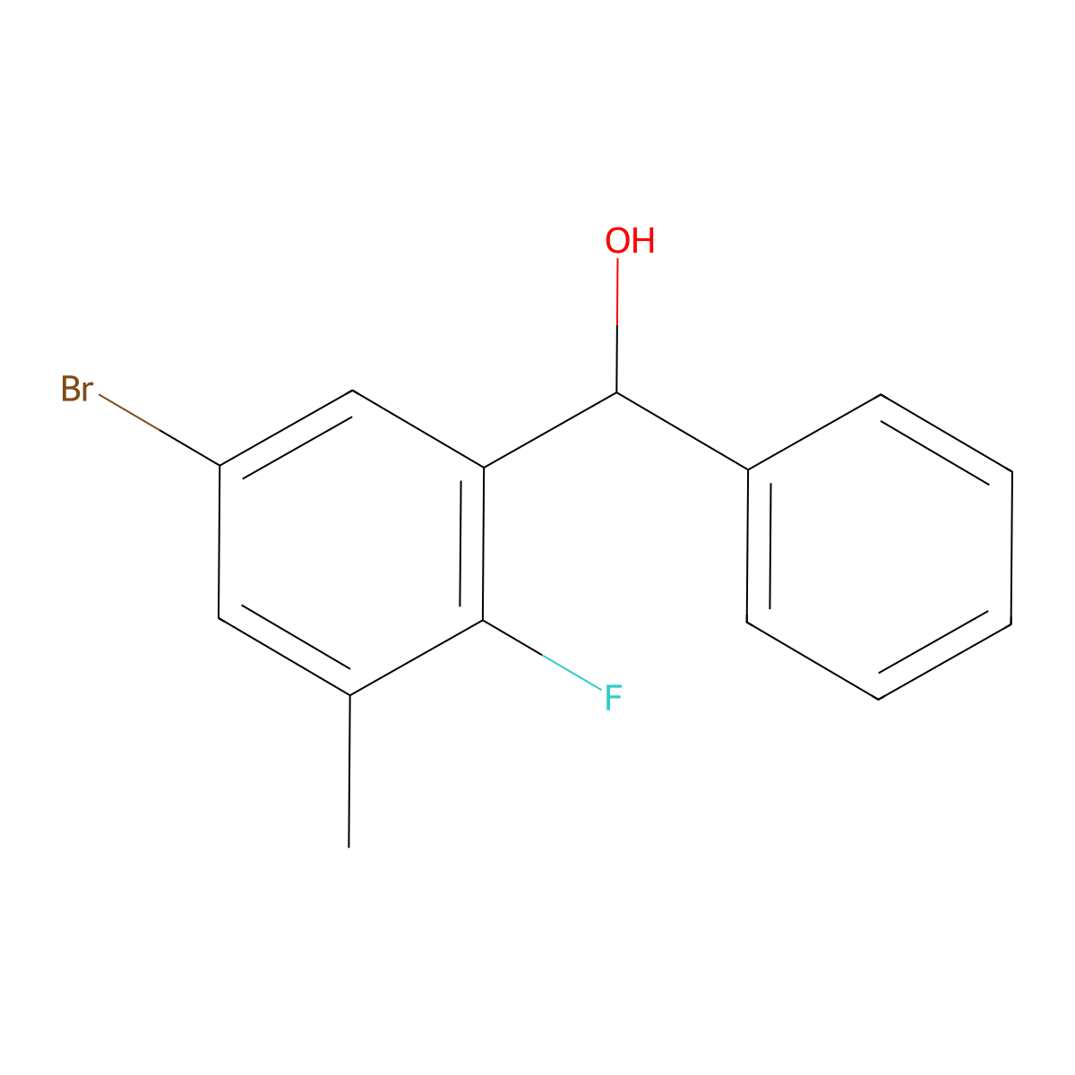(5-Bromo-2-fluoro-3-methylphenyl)(phenyl)methanol molecular structure, CAS 2918863-09-7