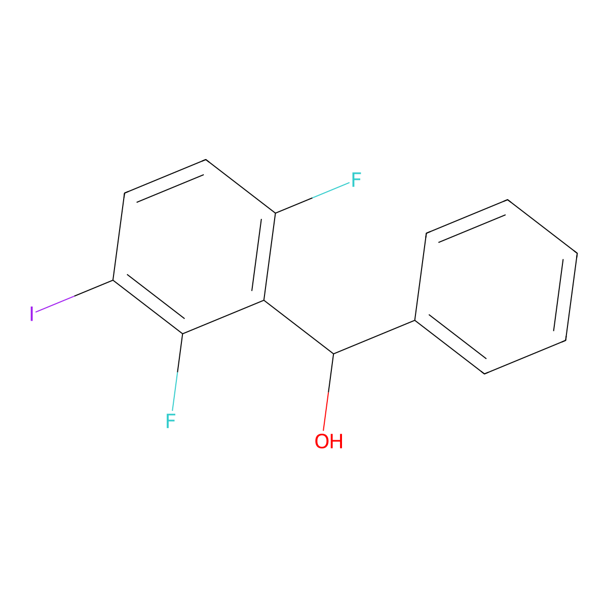 (2,6-Difluoro-3-iodophenyl)(phenyl)methanol molecular structure, CAS 2918863-37-1