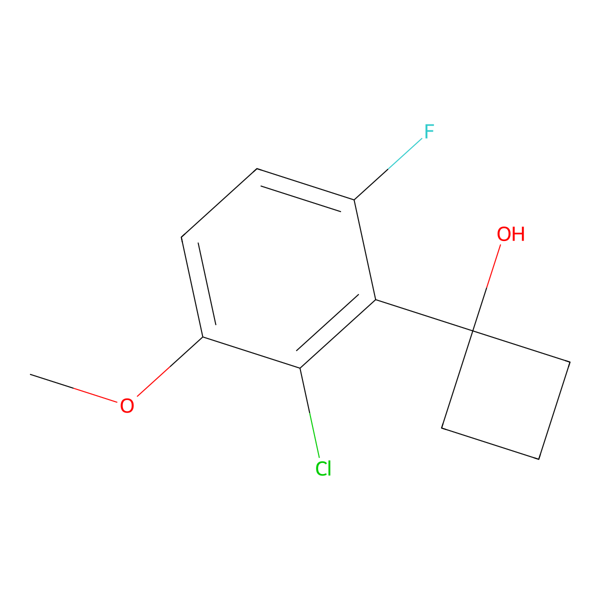 1-(2-Chloro-6-fluoro-3-methoxyphenyl)cyclobutanol molecular structure, CAS 2918863-54-2