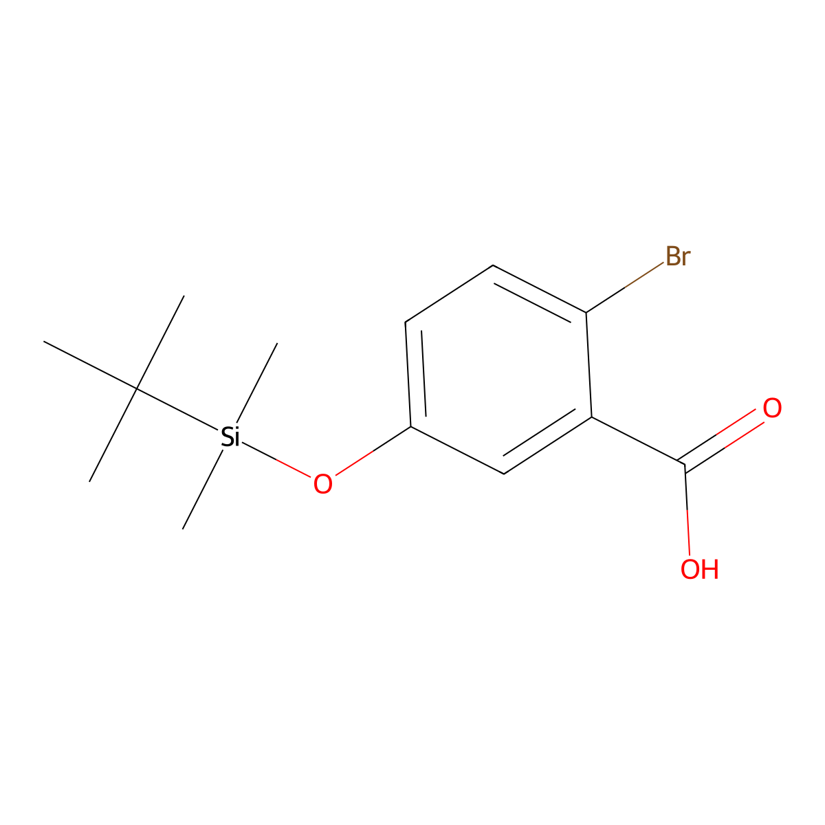 2-Bromo-5-[(tert-butyldimethylsilyl)oxy]benzoic acid molecular structure, CAS 2918864-19-2