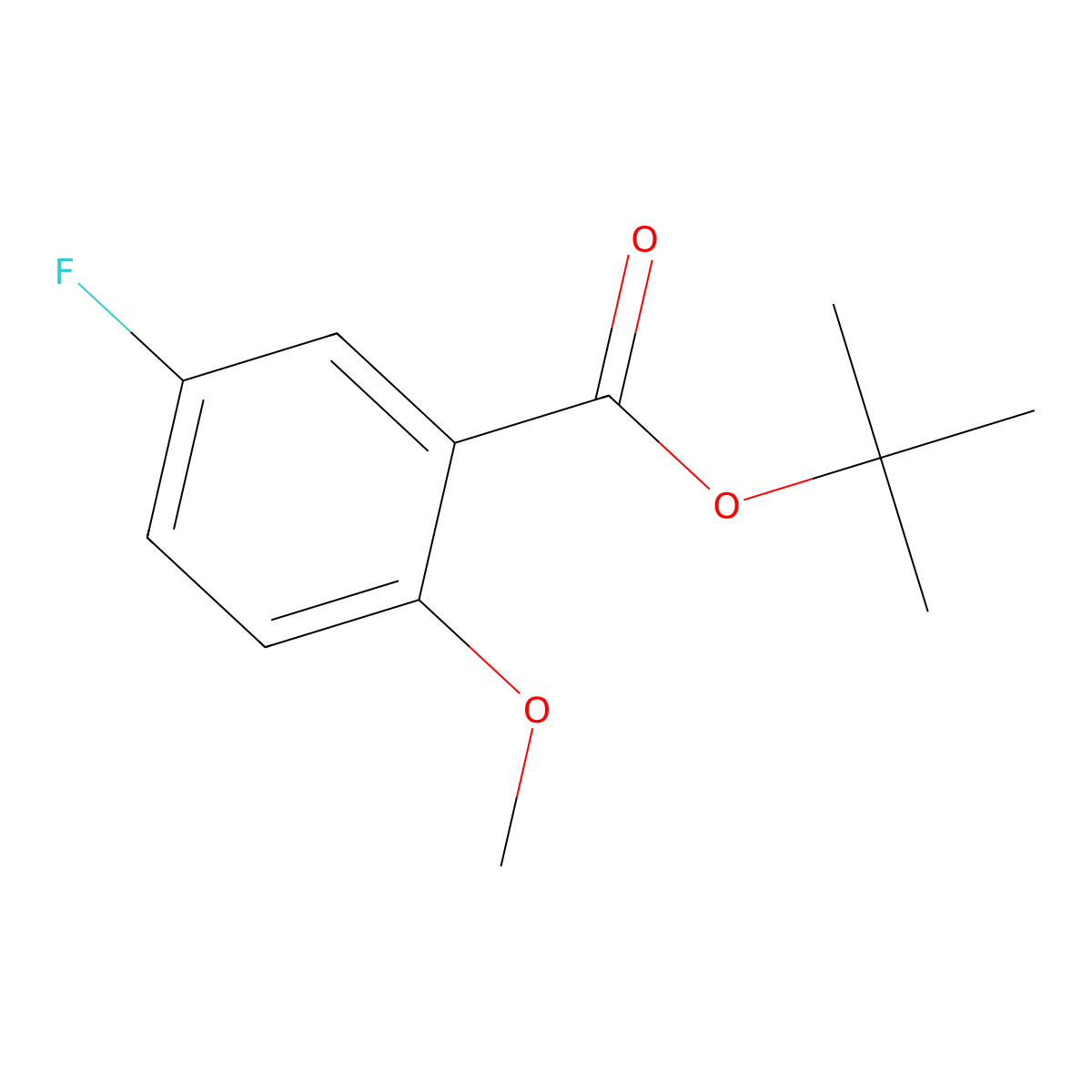 Tert-butyl 5-fluoro-2-methoxybenzoate molecular structure, CAS 2918865-61-7
