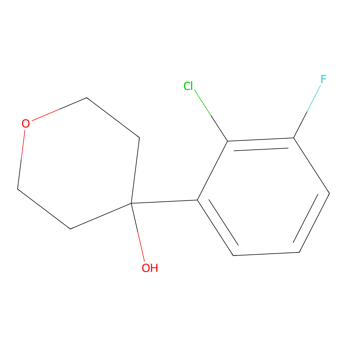 4-(2-chloro-3-fluorophenyl)tetrahydro-2H-pyran-4-ol molecular structure, CAS 2918866-10-9