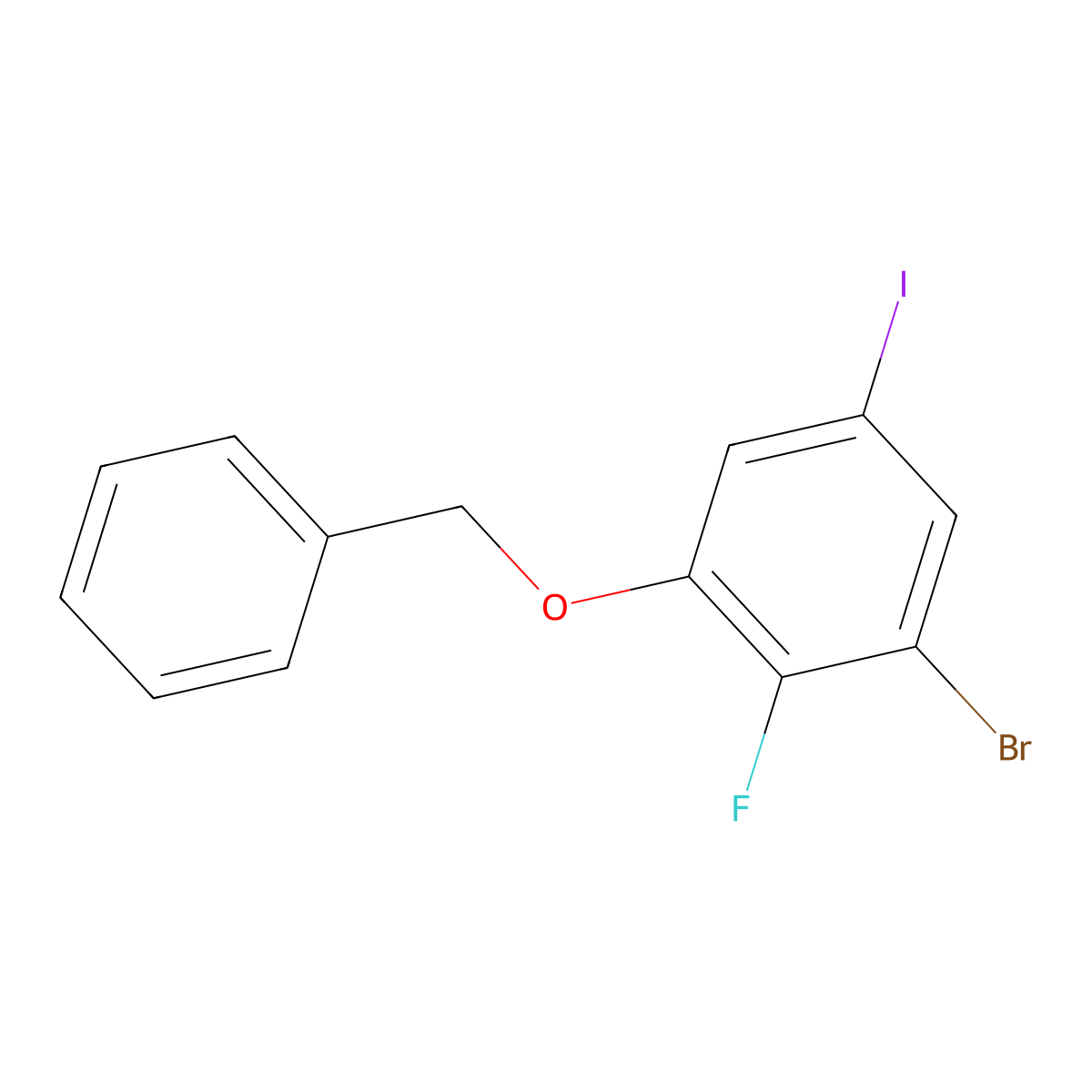 1-(Benzyloxy)-3-bromo-2-fluoro-5-iodobenzene molecular structure, CAS 2918866-35-8