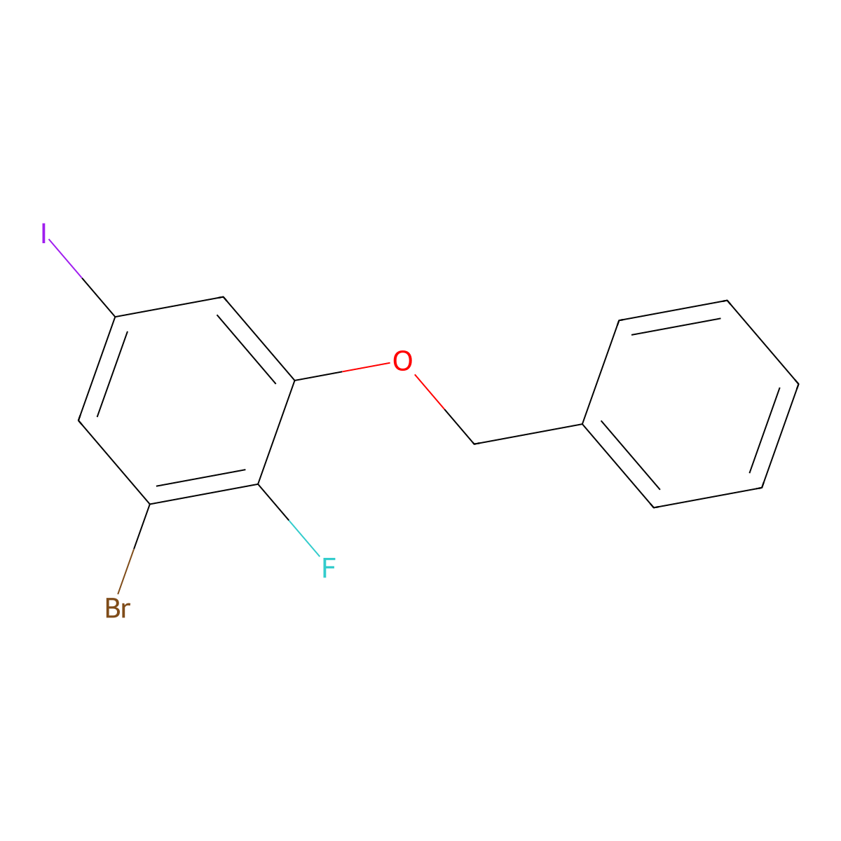 1-(Benzyloxy)-3-bromo-2-fluoro-5-iodobenzene molecular structure, CAS 2918866-35-8
