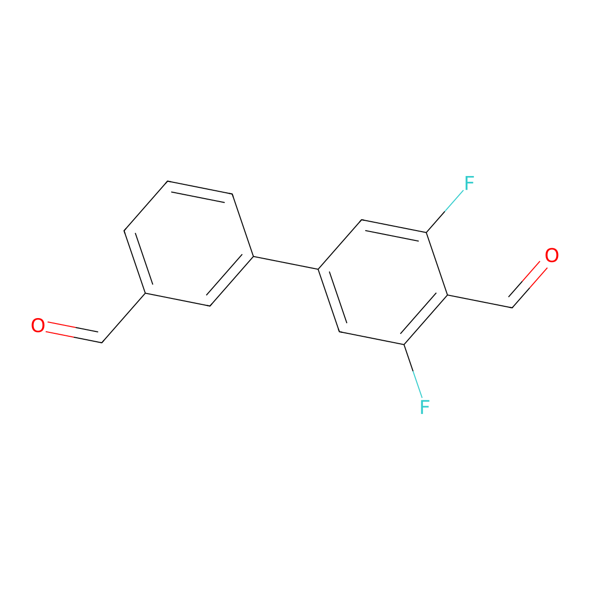 3',5'-Difluoro-[1,1'-biphenyl]-3,4'-dicarbaldehyde molecular structure, CAS 2918869-58-4