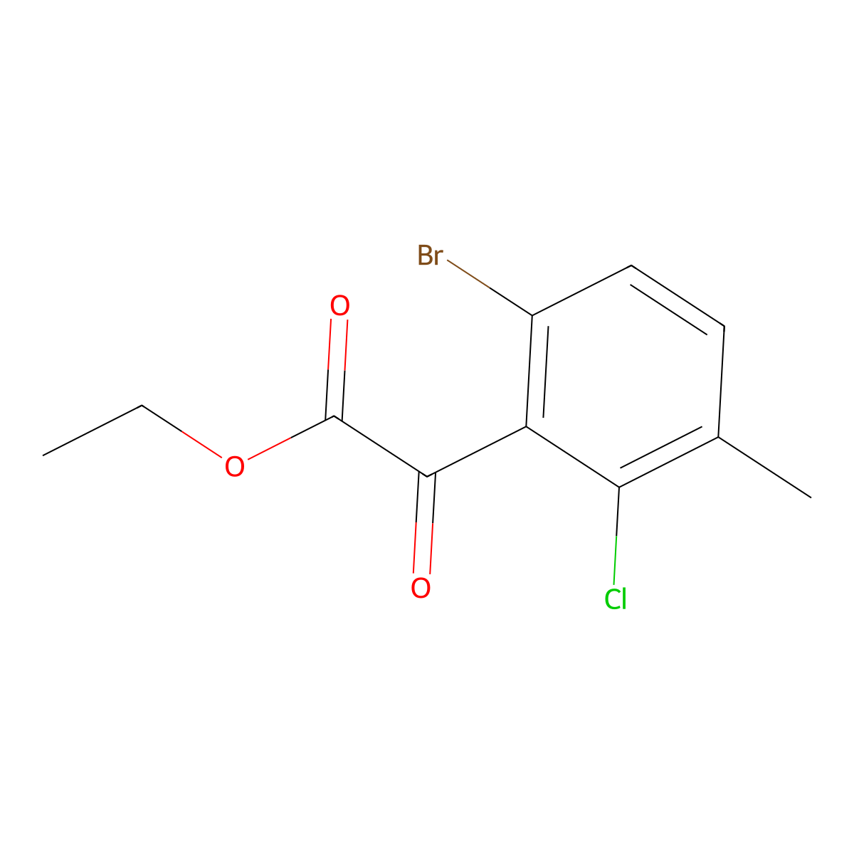 Ethyl 2-(6-bromo-2-chloro-3-methylphenyl)-2-oxoacetate molecular structure, CAS 2918869-83-5