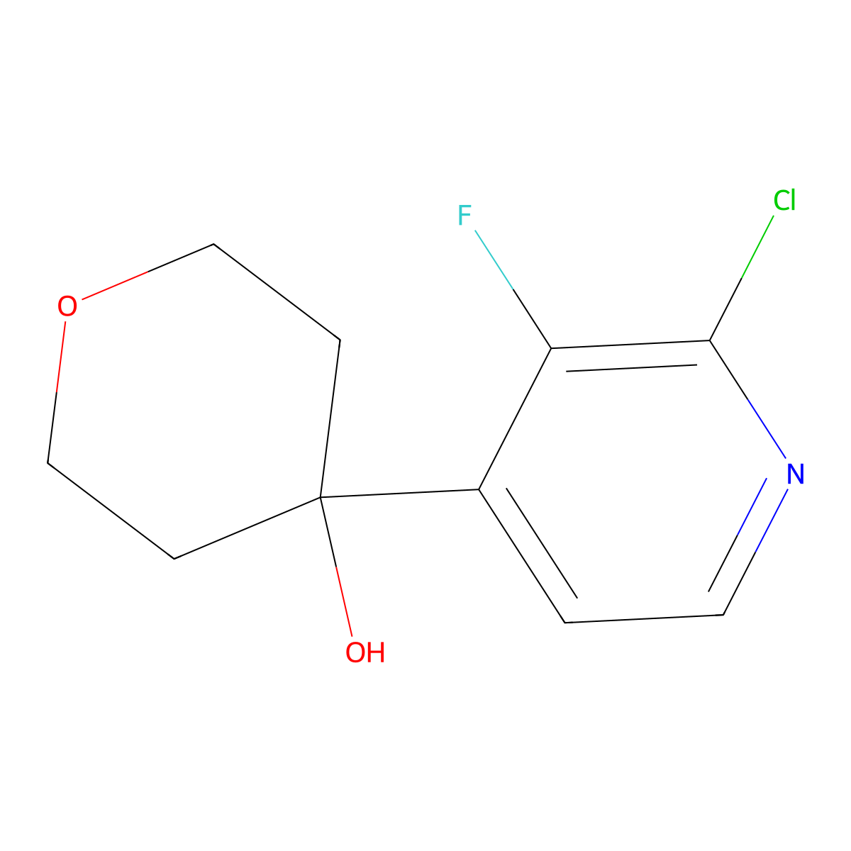 4-(2-Chloro-3-fluoropyridin-4-yl)tetrahydro-2H-pyran-4-ol molecular structure, CAS 2918870-43-4