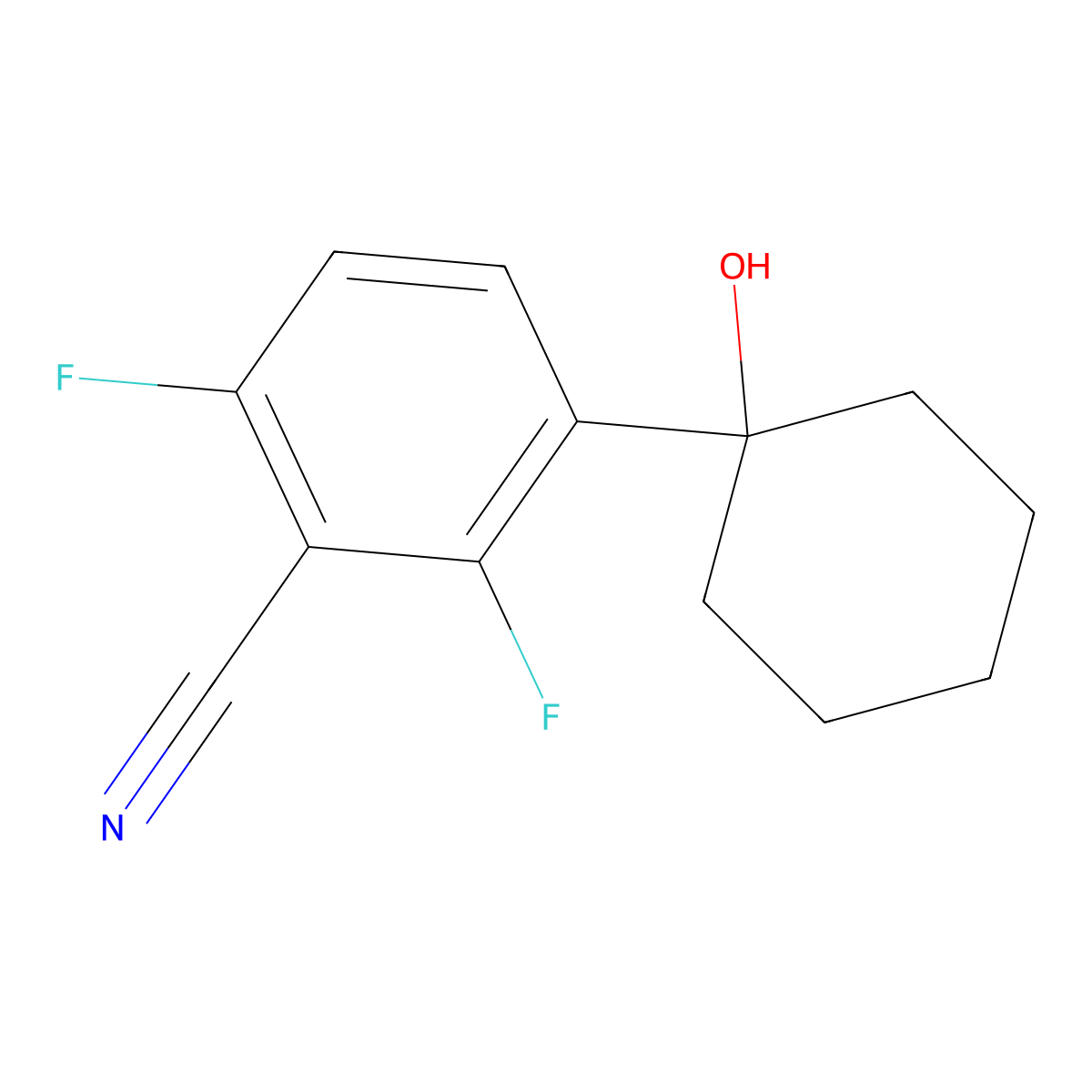 2,6-Difluoro-3-(1-hydroxycyclohexyl)benzonitrile molecular structure, CAS 2918870-54-7