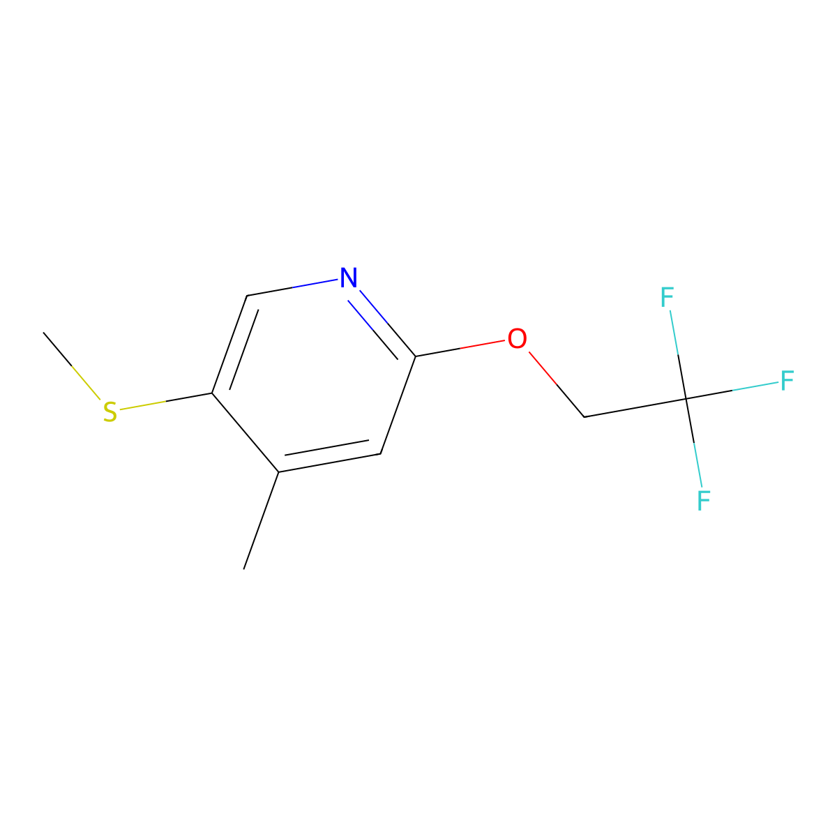 4-Methyl-5-(methylthio)-2-(2,2,2-trifluoroethoxy)pyridine molecular structure, CAS 2918870-77-4