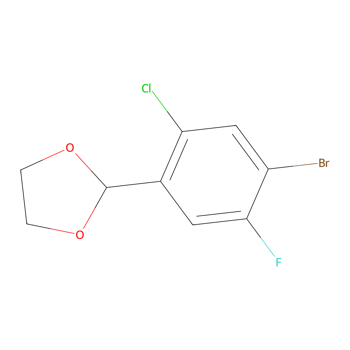 2-(4-Bromo-2-chloro-5-fluorophenyl)-1,3-dioxolane molecular structure, CAS 2918871-29-9