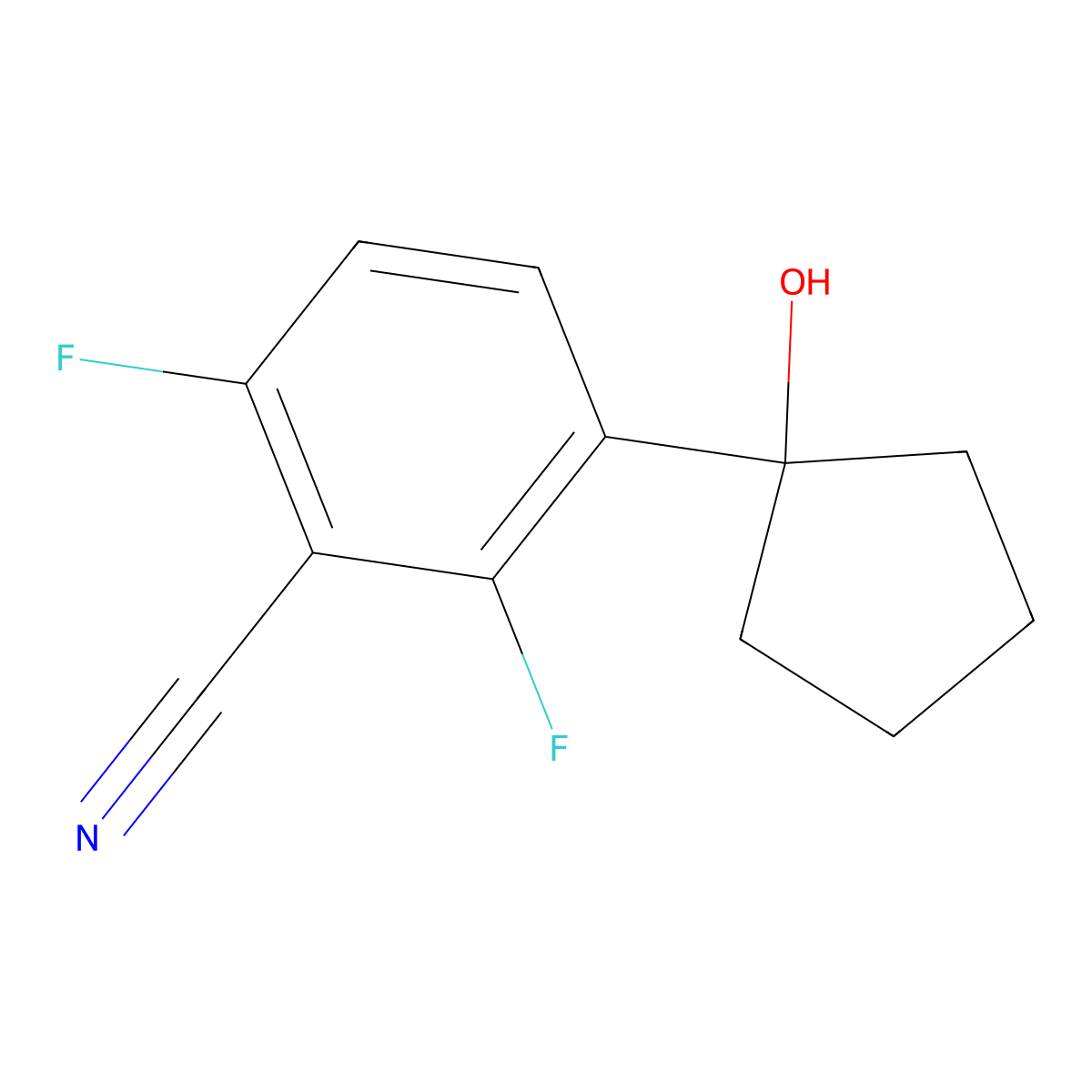 2,6-Difluoro-3-(1-hydroxycyclopentyl)benzonitrile molecular structure, CAS 2918871-96-0