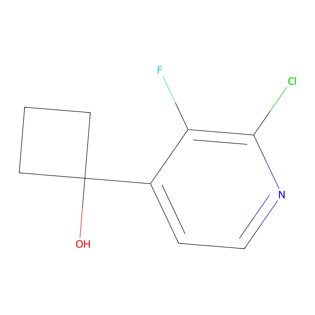 1-(2-Chloro-3-fluoropyridin-4-yl)cyclobutan-1-ol molecular structure, CAS 2918872-35-0