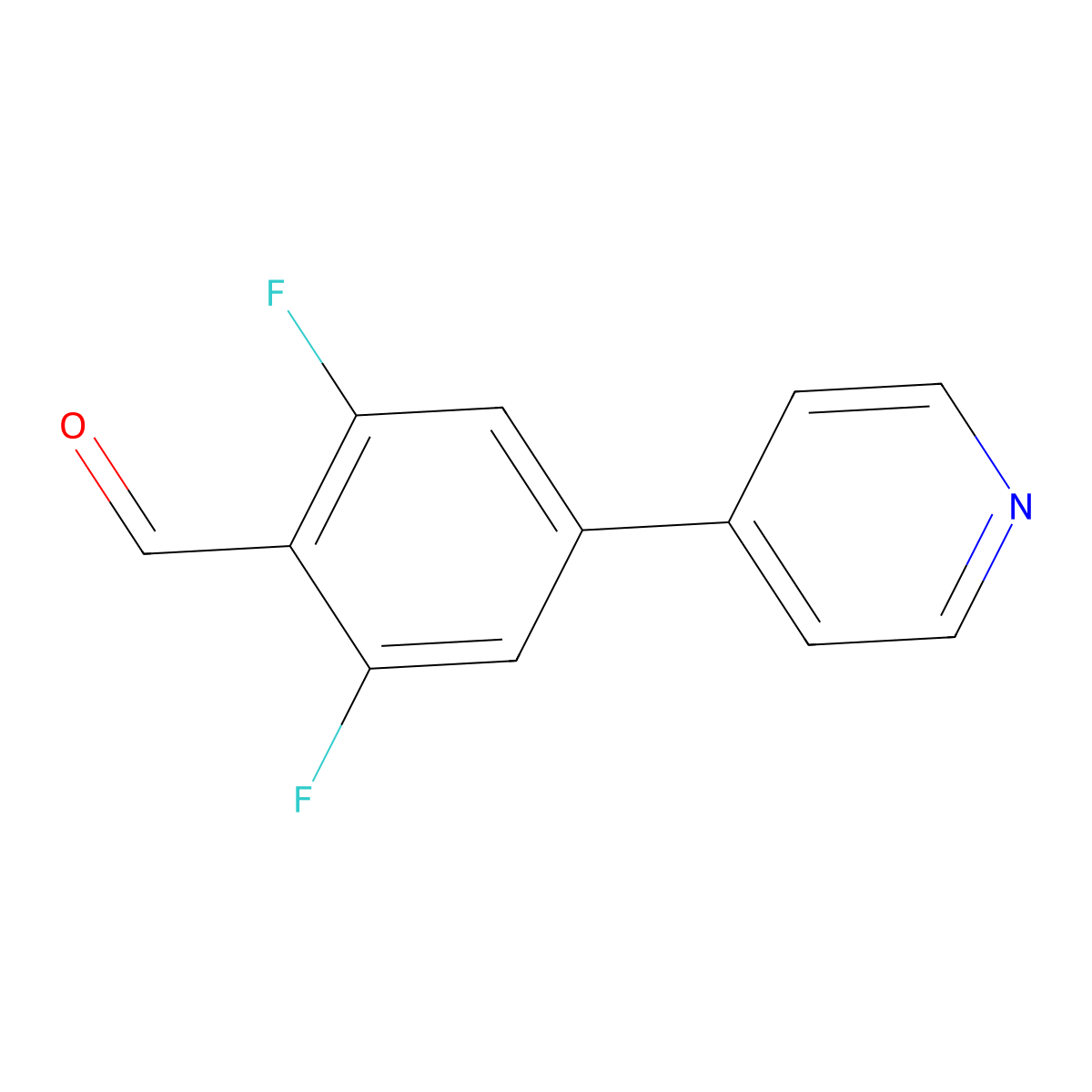 2,6-Difluoro-4-(pyridin-4-yl)benzaldehyde molecular structure, CAS 2918872-80-5