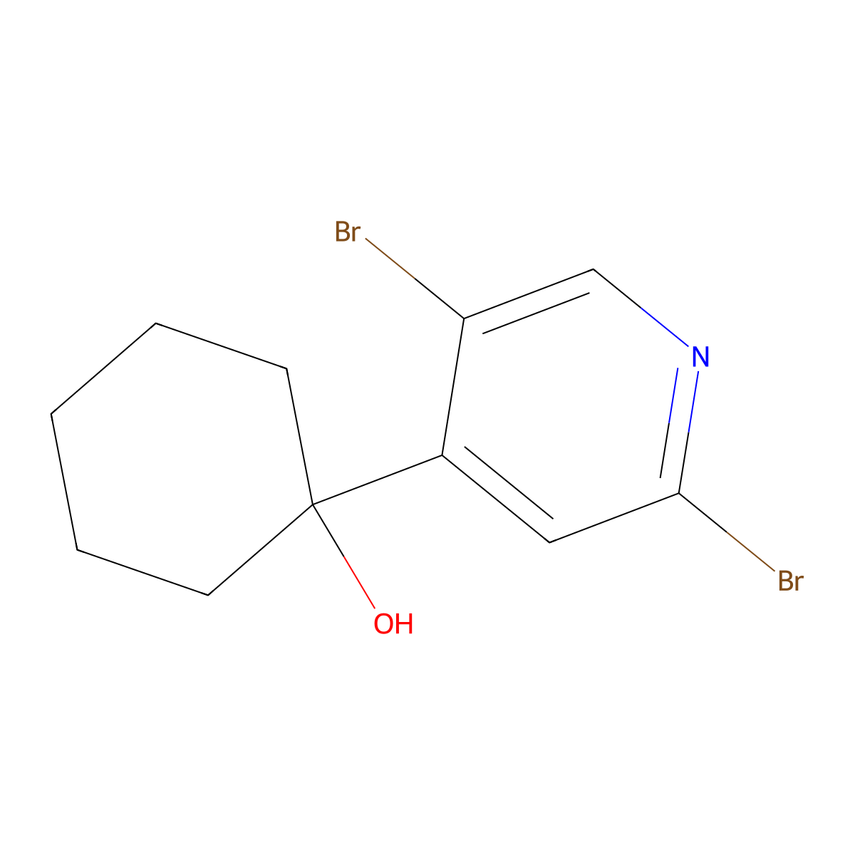1-(2,5-Dibromopyridin-4-yl)cyclohexanol molecular structure, CAS 2918872-83-8