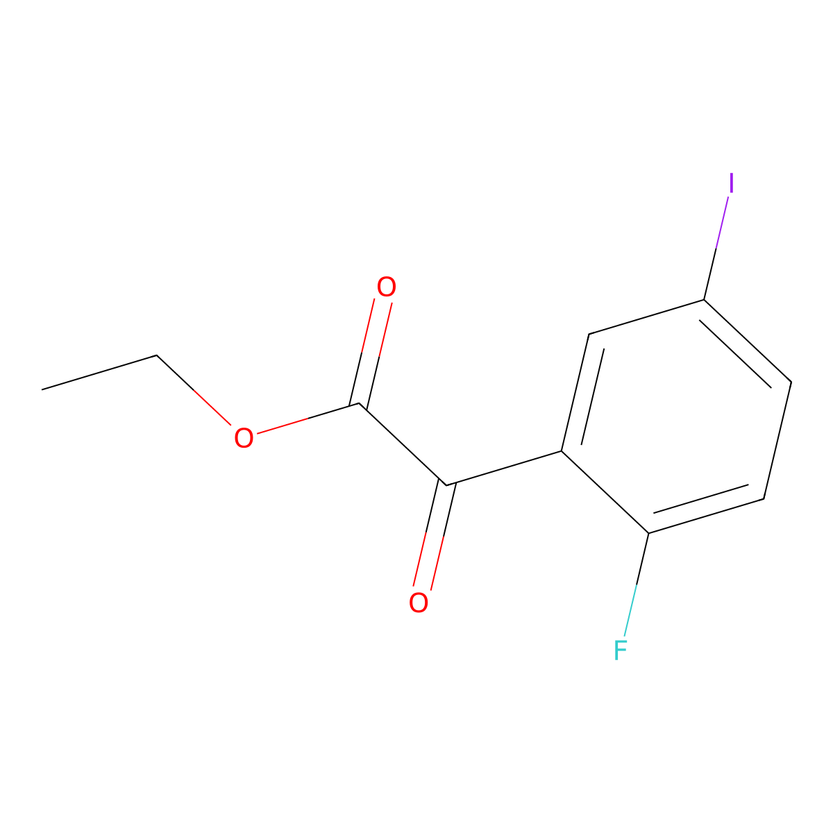 Ethyl 2-(2-fluoro-5-iodophenyl)-2-oxoacetate molecular structure, CAS 2918873-52-4