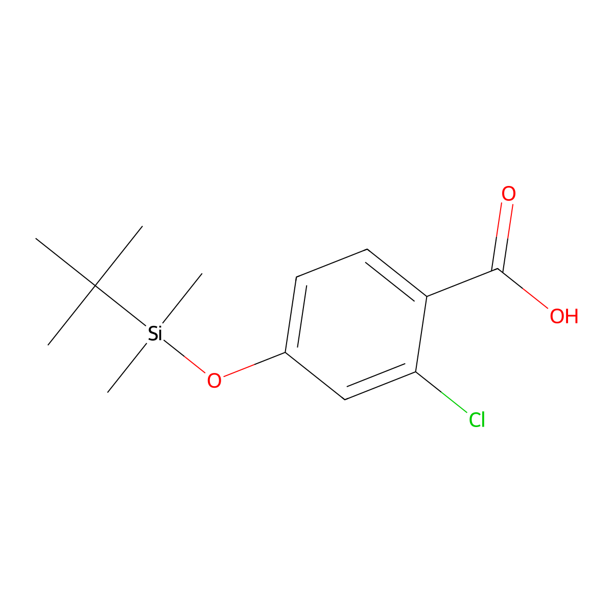 4-[(Tert-butyldimethylsilyl)oxy]-2-chlorobenzoic acid molecular structure, CAS 2918873-70-6