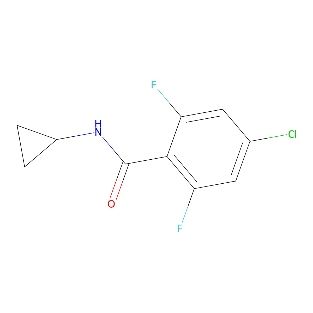 4-chloro-N-cyclopropyl-2,6-difluorobenzamide molecular structure, CAS 2918874-37-8