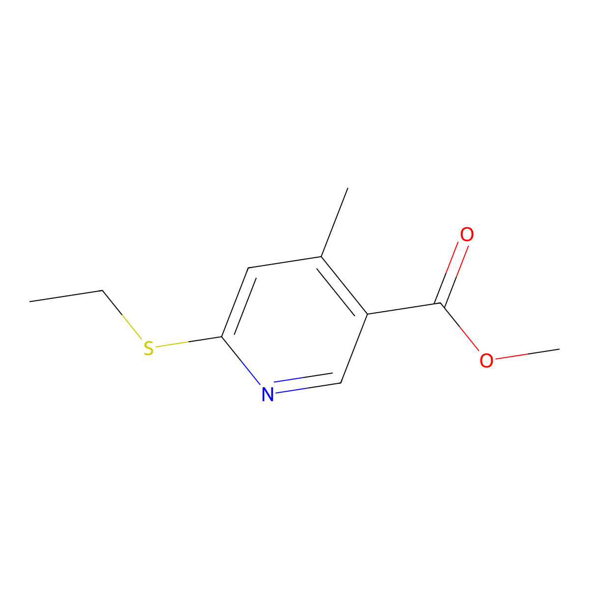Methyl 6-(ethylthio)-4-methylnicotinate molecular structure, CAS 2918874-58-3
