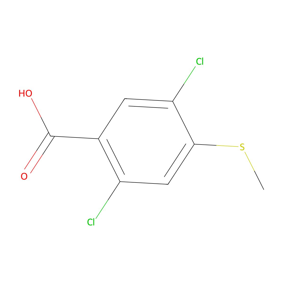 2,5-Dichloro-4-(methylthio)benzoic acid molecular structure, CAS 2918875-33-7