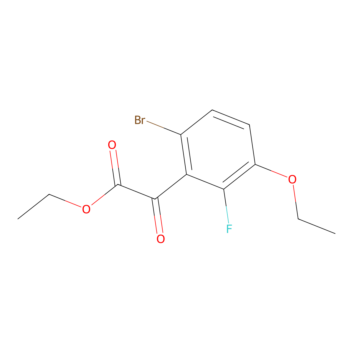 Ethyl 2-(6-bromo-3-ethoxy-2-fluorophenyl)-2-oxoacetate molecular structure, CAS 2918875-48-4