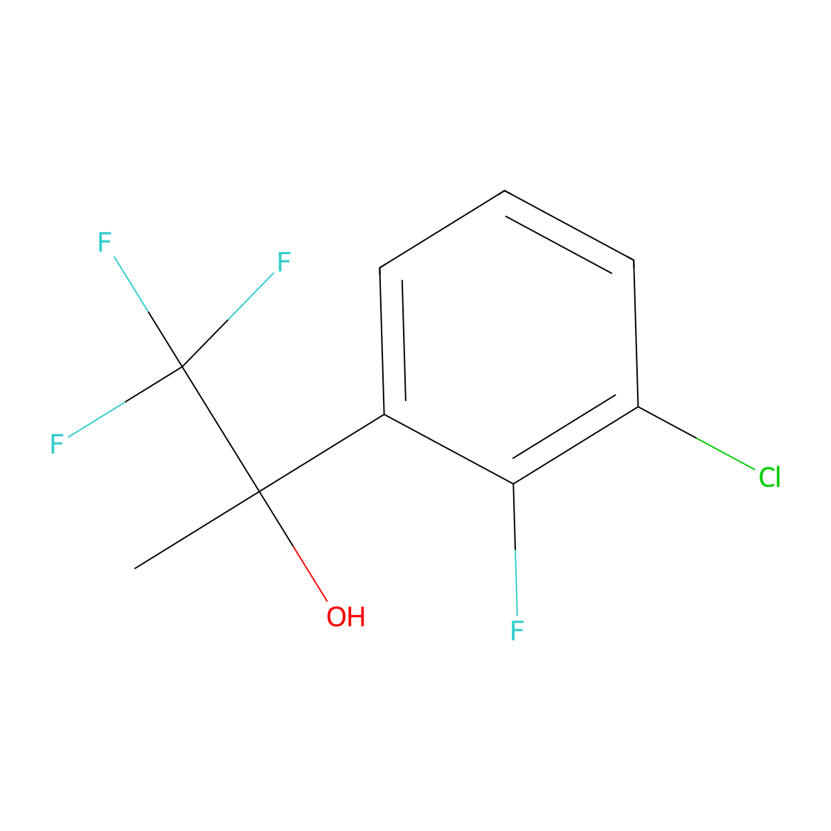 2-(3-Chloro-2-fluorophenyl)-1,1,1-trifluoropropan-2-ol molecular structure, CAS 2918877-55-9