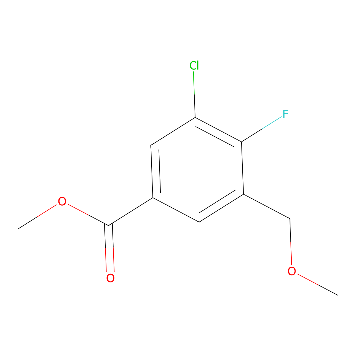 Methyl 3-chloro-4-fluoro-5-(methoxymethyl)benzoate molecular structure, CAS 2918877-61-7