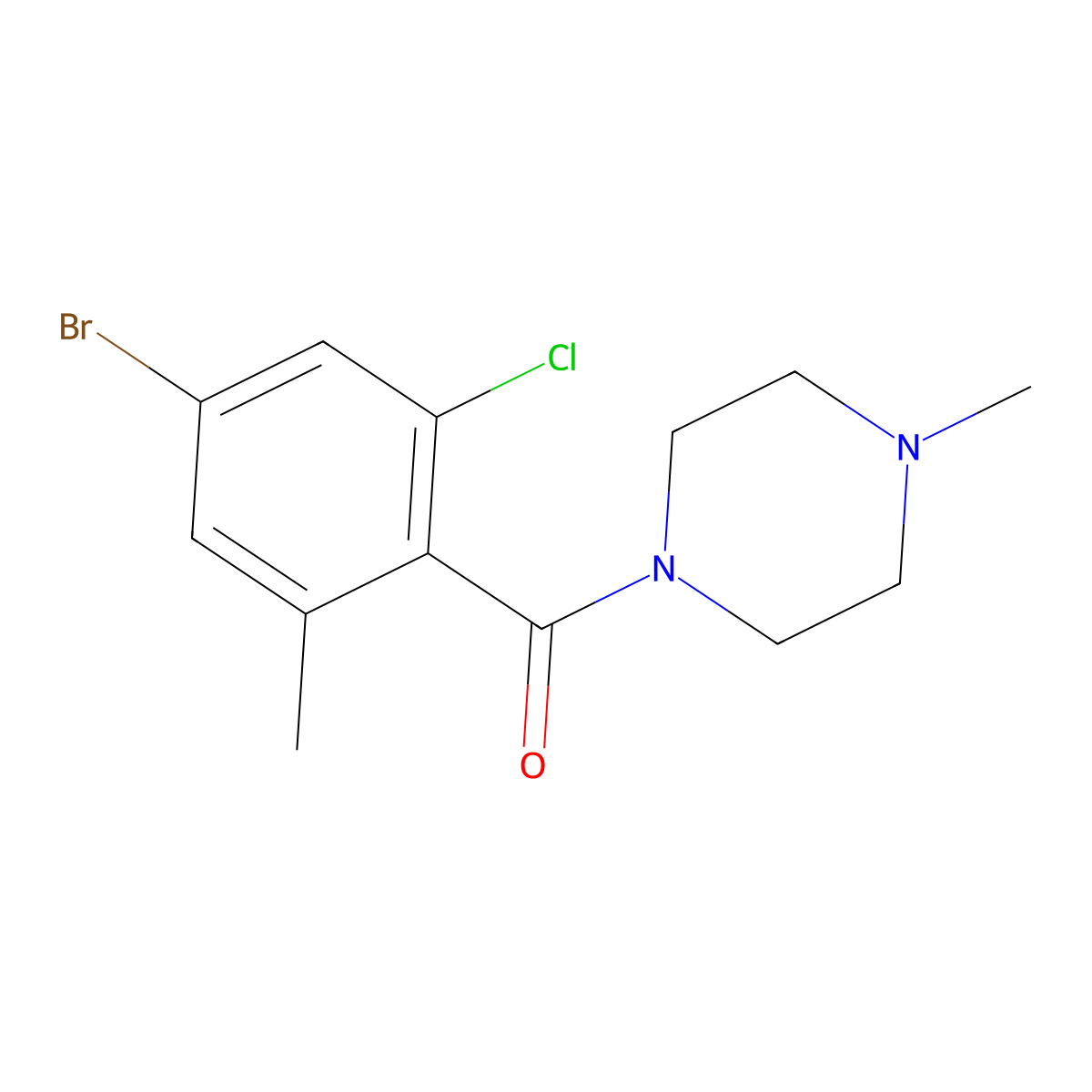 (4-Bromo-2-chloro-6-methylphenyl)(4-methylpiperazin-1-yl)methanone molecular structure, CAS 2918877-82-2