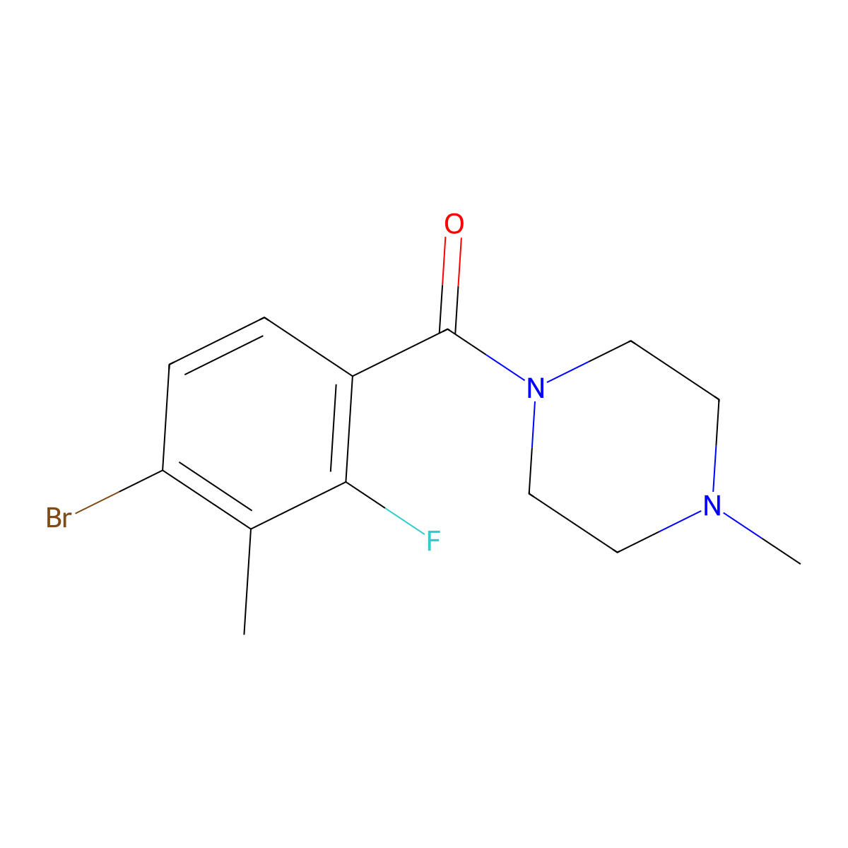 (4-Bromo-2-fluoro-3-methylphenyl)(4-methylpiperazin-1-yl)methanone molecular structure, CAS 2918878-60-9