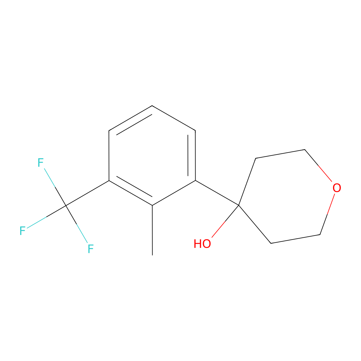 4-(2-methyl-3-(trifluoromethyl)phenyl)tetrahydro-2H-pyran-4-ol molecular structure, CAS 2918879-53-3