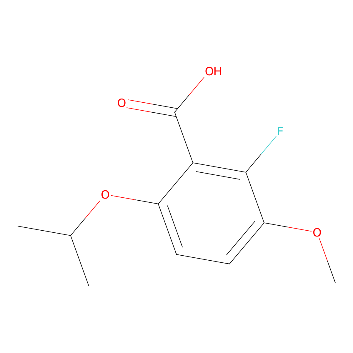 2-Fluoro-6-isopropoxy-3-methoxybenzoic acid molecular structure, CAS 2918880-25-6