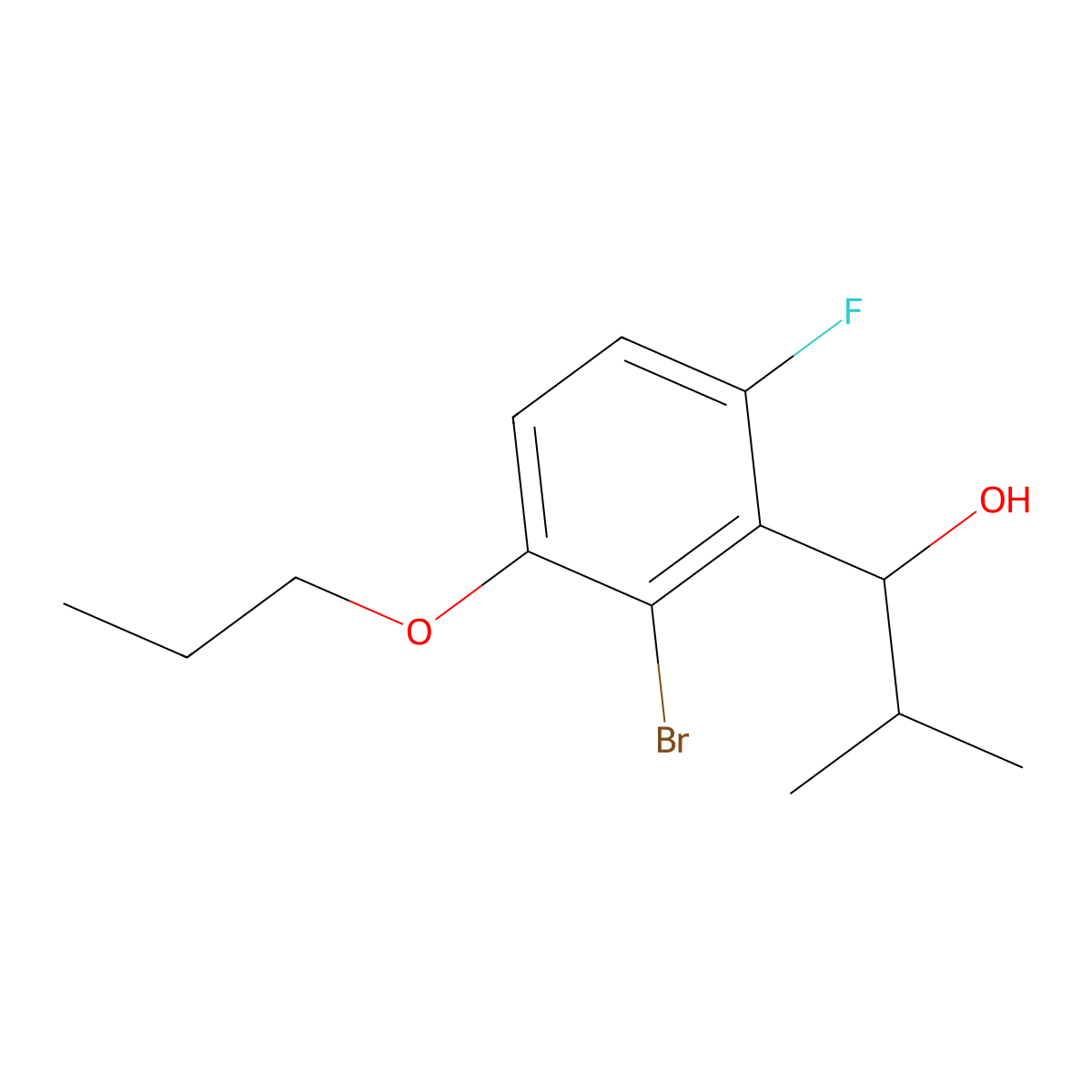 1-(2-Bromo-6-fluoro-3-propoxyphenyl)-2-methylpropan-1-ol molecular structure, CAS 2918880-47-2