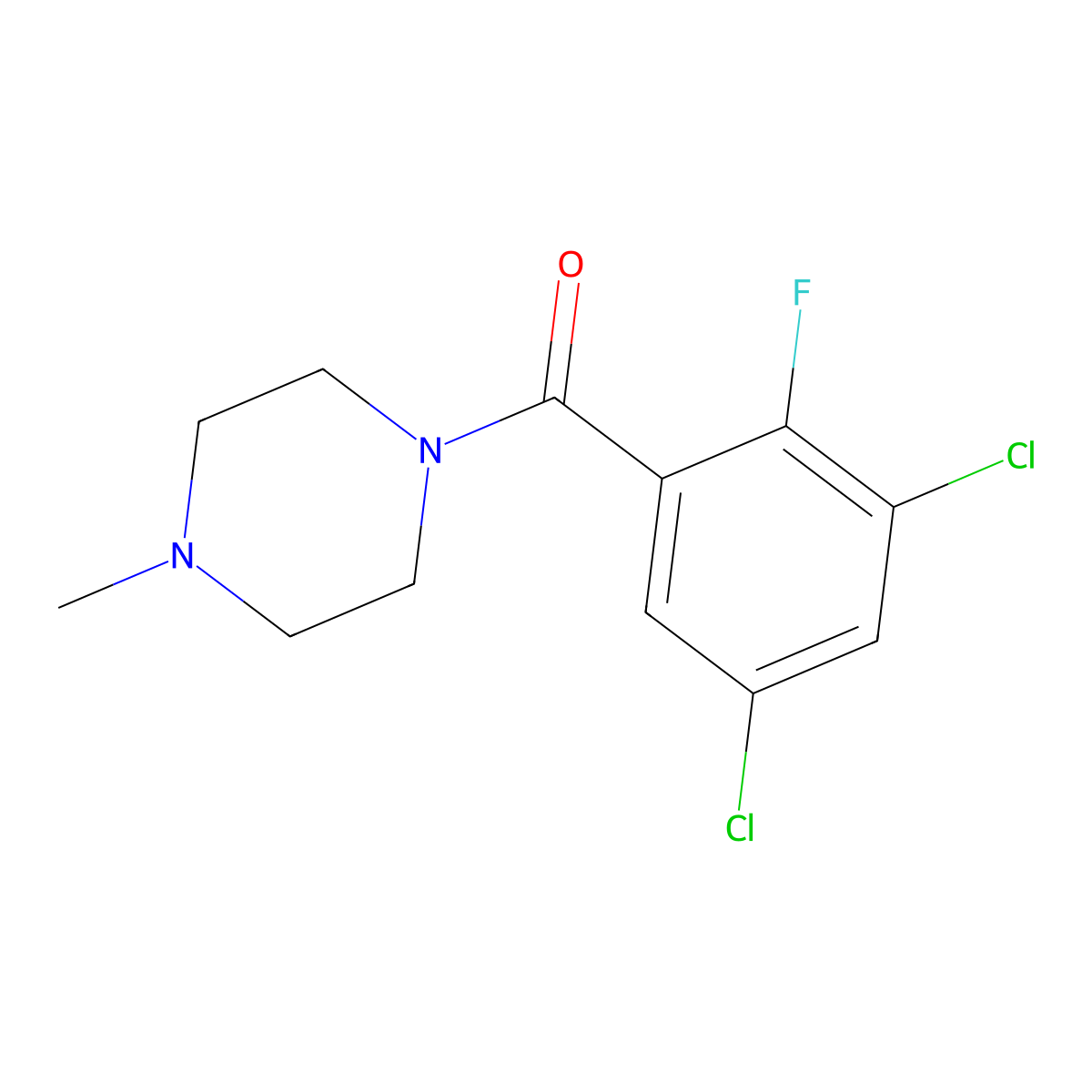 (3,5-Dichloro-2-fluorophenyl)(4-methylpiperazin-1-yl)methanone molecular structure, CAS 2918880-72-3