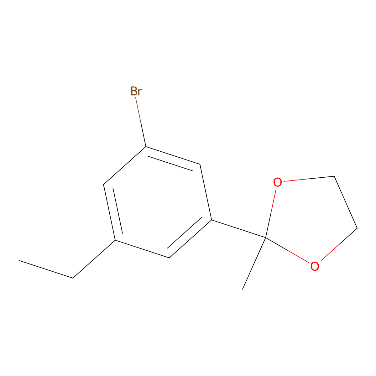 2-(3-Bromo-5-ethylphenyl)-2-methyl-1,3-dioxolane molecular structure, CAS 2918880-81-4